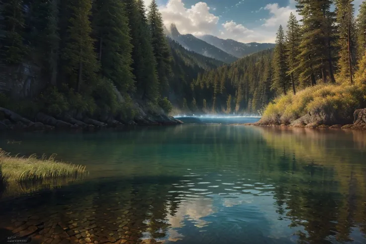 landscape,water,(extremely detailed CG unity 8k wallpaper), most beautiful artwork in the world,professional majestic oil painting,intricate, High Detail, Sharp focus, dramatic, photorealistic painting art