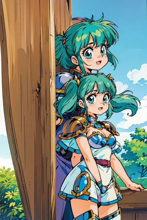 "(masterpiece:1.1), best quality, 
1girl, (80s anime style:1.3), (eyelashes:1.5), (loli:1.2), 
(intricate high detailed body:1.2), 
(aqua hair:1.1), (blunt bangs:1.1), (twintails, drill hair:1.2), (headband:1.2), 
blue eyes, 
(gigantic breasts:1.5), 
(happ...