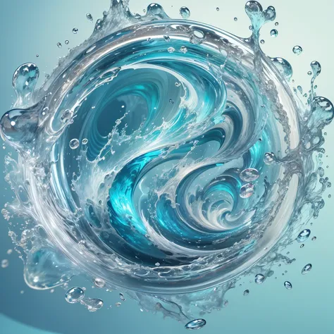 A close-up of a blue and white circular object with a white background, swirl, water core, fluid sim, unity engine, torrent, ripple, fluid, WebGL render, swirly, rounded logo, 2 5 6 x 2 5 6 pixels, CGI VFX, water element, 3 d logo, circular logo, logo with...
