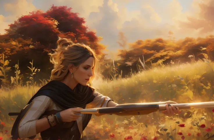 Woman holding a baseball bat in a field, patomically correctly drawn physique, graphic artist magali villeneuve, artgerm julie bell beeple, realistic fantasy illustration, realistic fantasy painting, detailed painting 4 k, Fantasy digital painting, Greek M...