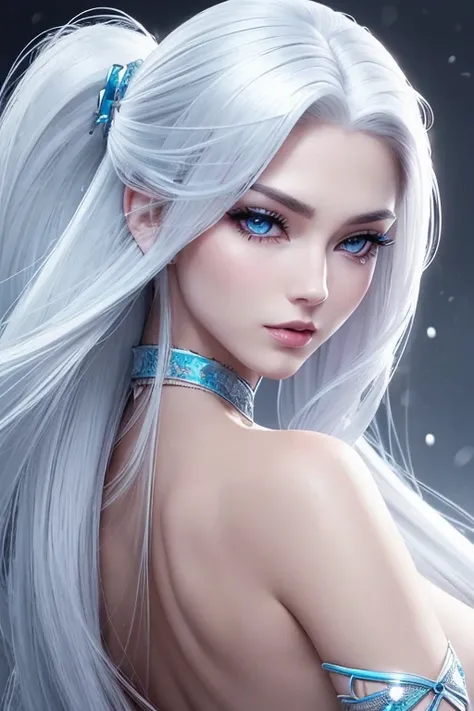 woman, detailed face, white hair, long hair, sexy, survys, arrogant, winx, ice, colg, subzero, frost, using may queens blad, killer snow nsfw