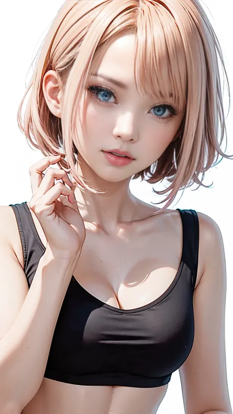 In the summer of Japan, August 2 is Pants Day, Beautiful girl enjoying a hot summer day wearing only panties.
(side cut layered bob hairstyle), (blonde and pink hair:1.3), Purple eyes, 
​masterpiece, Best Quality,(Photorealistic: 1.4),Ultra High Resolution...