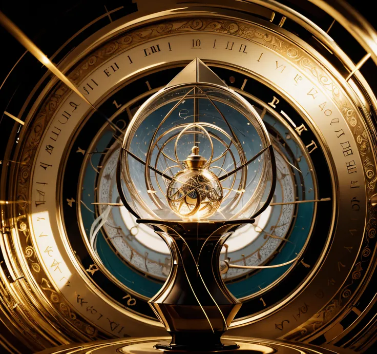 A ampulheta do viajante do tempo,Clock Elements, showing a traveler turning the hourglass amid swirling time vortices, simbolizando a passagem do tempo e as escolhas que moldam o destino, linhas do tempo passando no fundo