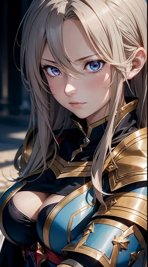 (Katalina from granblue fantasy), elegant, wearing armor, serious face, high resolution, extremely detail 8k cg, close-up face