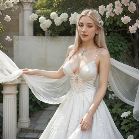 Immerse yourself in the enchanting world of SorelleUK, B the label, and The Ivory White as Aria, a 24-year-old model with a nice body that is slightly curvy with big boobs and platinum blonde hair, graces a spellbinding photoshoot. Adorned in SorelleUKs et...