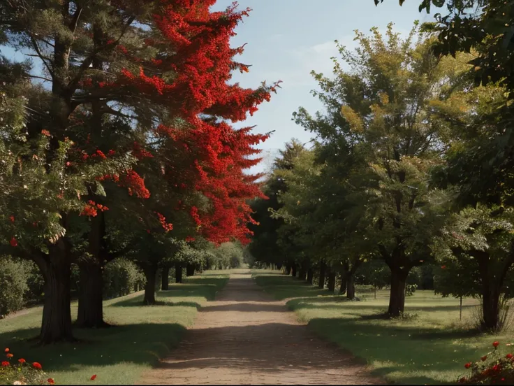 make a book cover with trees and red flowers