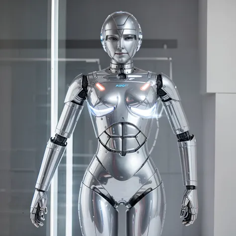 Robot, clear silver robot, robot body, clear body, smooth robot body, andriod,