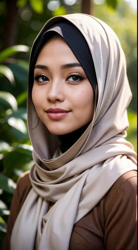 1 malay girl , modern plain hijab,  shy, medium portrait shot , watery  eyes ,lip watery, lip glossy, open mounth, big breast, 1 Malay girl, modern plain hijab, shy, medium portrait, watery eyes, RAW, Best quality, high resolution, masterpiece: 1.3), beaut...