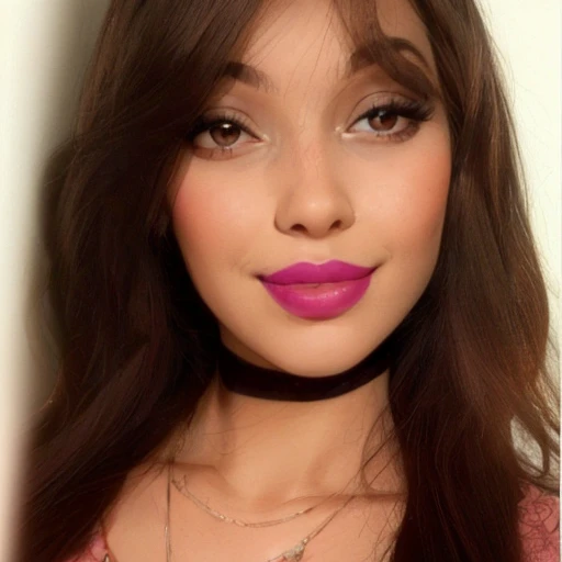 a close up of a woman with a pink lipstick and a necklace, pink lips, pink lipstick, inspired by Adrienn Henczné Deák, inspired by Briana Mora, inspired by Izzy Medrano, inspired by Lili Árkayné Sztehló, inspired by Siona Shimshi, inspired by Gina Pellón