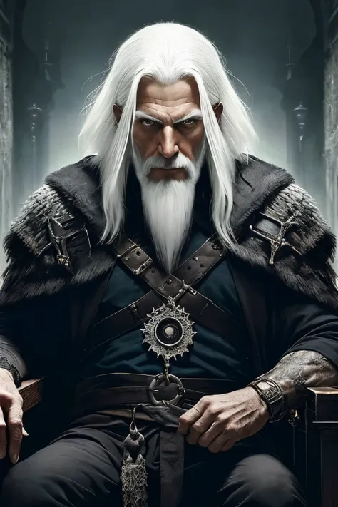 (papel de parede 8k extremamente detalhado), An average photo of an old man with necromancer gerrary white hair, intrincado, alto detalhe, Dramatic