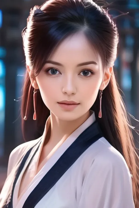 best quality, masterpiece, real,realistic, photo,photorealistic,upper body,
1girl, beautifly face,24yo mature female,portrait,hanfu, very long hair, bangs,tang style,
 jiajingwen,