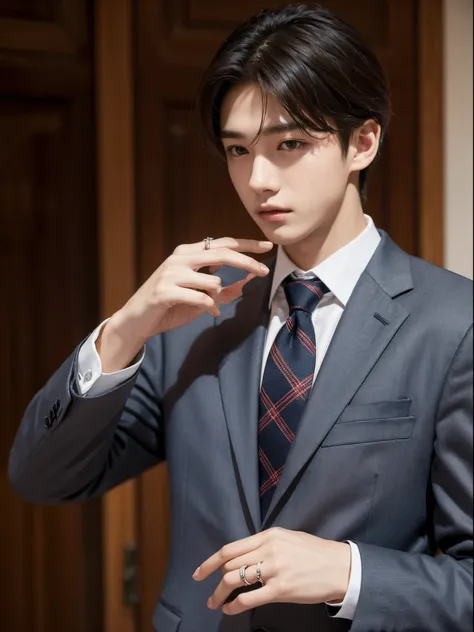 boy, 17 y.o, handsome, suit, tie, ring