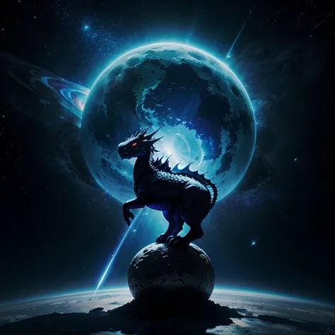 Cool cosmic dragon destroying planet using cosmic power