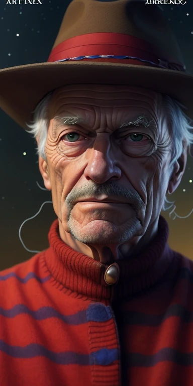 portrait of a man in a hat and red sweater, Beeple e Jean Giraud, Retrato de Jean Giraud, retrato de personagem de closeup, Iconic character of high detail, Cinematic realistic portrait, retrato ultra detalhado, cinematic bust portrait, closeup retrato de ...