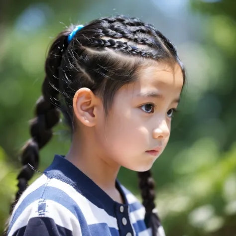 boy with side braids