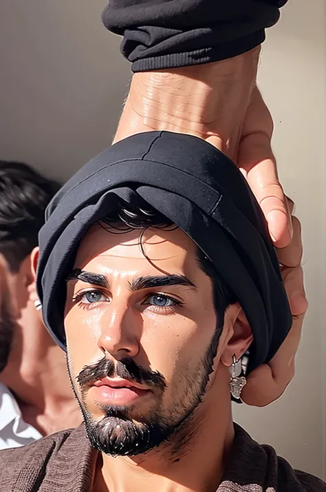 faaris azura, arabic, thobe, turban, close up