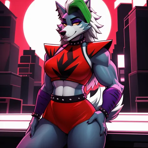 tall_lanky_muscular_mature_roxanne_wolf female very_fluffy solo masterpiece best_quality absurdres highly_detailed cleanly_drawn...