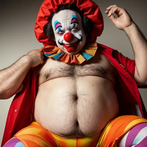 Clown man gets fat Clown man&#39;s stomach becomes rounder