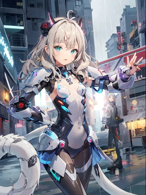 ((​masterpiece:1.4、top-quality))+、(ultra-detailliert)+、
1 girl in、cyberpunkcity、flat-chest、hair wavy、mecha clothes、(robot girl)、...