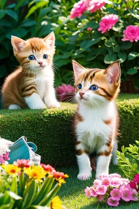 kittens、garden,