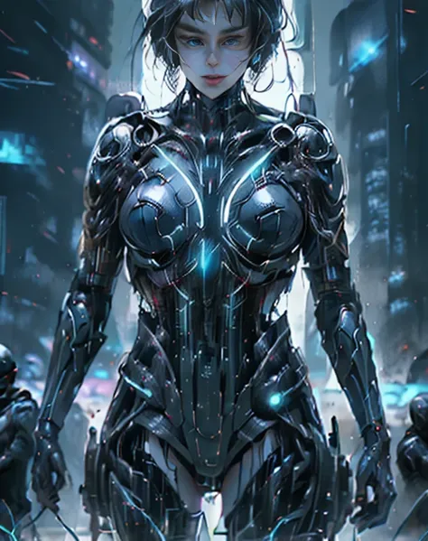 una mujer con un traje negro sosteniendo un cuchillo y una espada, TRONO, Legado de TRON, Cibertrajes, Colores del legado de TRON, Cibertraje, cyber suit, Configuring TRONO Legacy, as a retrofuturistic heroine, Diferentes cibertrajes, tron legacy jesus, Tr...