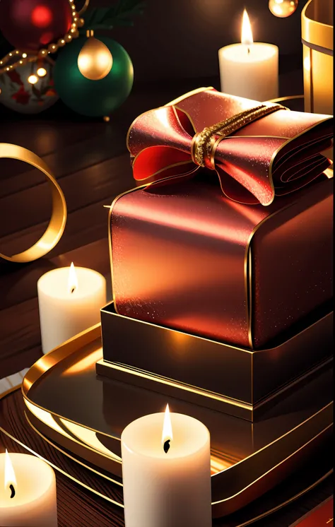 (best quality,4k,8k,highres,masterpiece:1.2),ultra-detailed,realistic,gifts,table,Christmas tree,decorations,wrapping ,bows,ribbon,presents,holiday spirit,vibrant colors,warm lighting,cozy atmosphere,toys,cards,candles,snowflakes,joyful,celebration,exquisi...