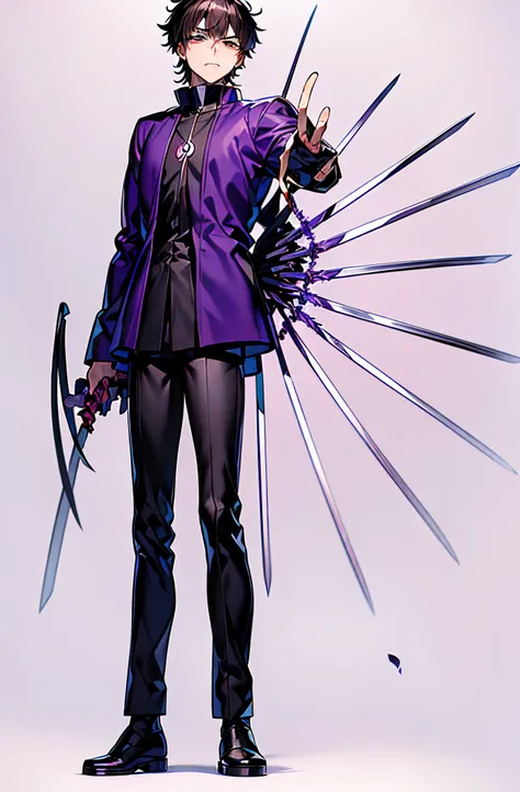 anime character holding knife and purple jacket, inspired by kamisaka snowflakes, kazuto okada, okumura masanobu&#39;s inspirati...