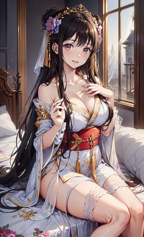 quality、image quality、tmasterpiece、girl vs..............((Sixteen years old、plump girl、obsessed、sexual teasing、Sexual suggestiveness、a little、having fun、lacivious pose、charming body、Grand canyon、Beautifully designed transparent Hanfu,  Brown hair，Very long...