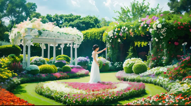 Fantastical、Flower Garden、White tone、landscapes、colourfull、Fantasia、Scattering petals