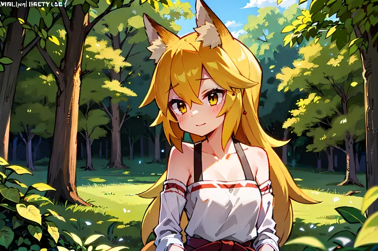 A  girl, Fox ears, 4K Image, Beautiful forest, house in the forest, a little sexy.