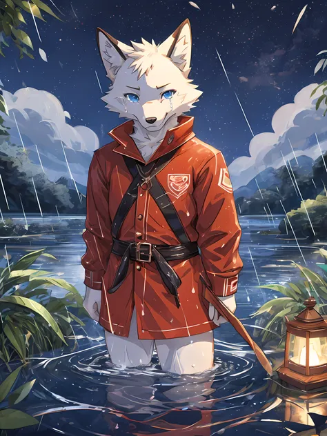 furry,bara,White fox,,standing in the middle of the lake,Look up at the sky.,There were tears coming out..,The body sank into the water..,yam&#39;Heavy rain.