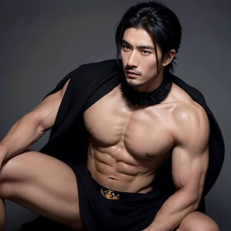 Black-haired Tibetan muscular man