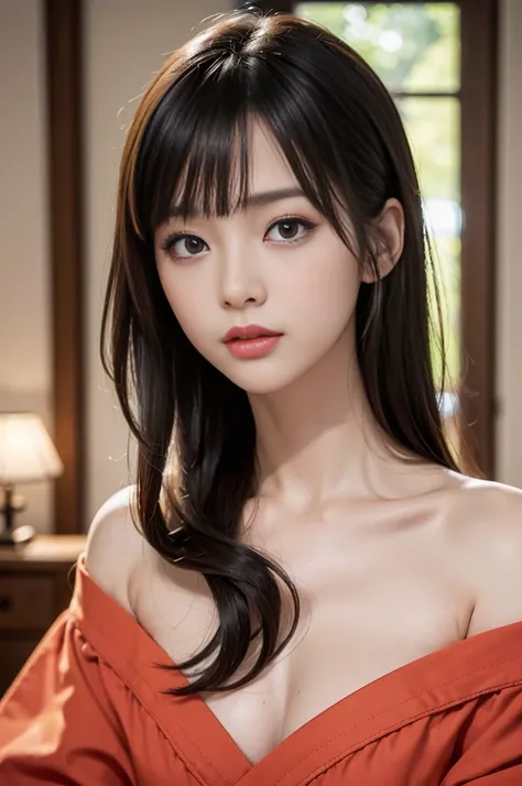 (Hight Resolution:1.3), (8K, Photorealcitic, Raw-Photo, The highest image quality: 1.4), Japanese people, (1girll), beautifull face, (vivid bangs、middle way hair:1.3), beautiful hairstyle, RealisticEyes, beautiful-detailed eyes, (Real looking skin), Beauti...