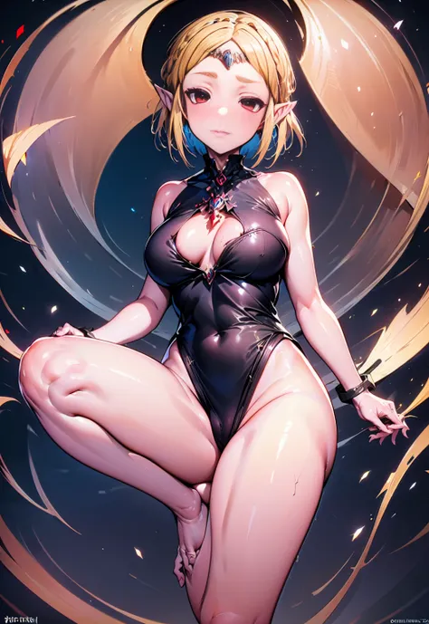 nsfw, coruption of zelda, red eyes, horny woman, crazy woman, horny woman, milf,  dark persona, bad end, a close up of a woman in a black and red outfit, cushart kenz, succubus in tight short dress, holy necromancer girl, cushart krenz, cushart krenz key a...