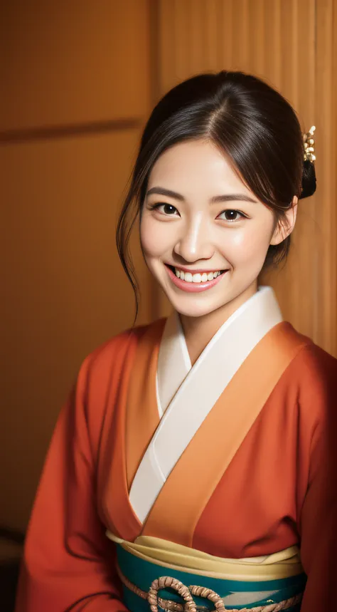 The charming face of the hostess、japanese kimono、hiquality、A hyper-realistic、healthy、Smiling expression、Slender perfect figure、Japan beauties、 perfect eyes beautiful skin、The upper part of the body、Shrines and temples