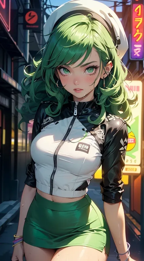 YouTuber girl,(((1girl))),((extremely cute and pretty girl with green curly hair)),

(small breasts:1.4),(((green curly hair:1.35, very curly hair, colored inner hair, ear breathing, short fur))), (((green eyes:1.3))), intricate eyes, beautiful eyes detail...