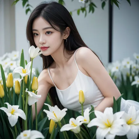 She was so beautiful，As if coming from heaven。Her stunning face is like the bright spring sunshine，cast a soft halo on her face。Her skin was as fair as snow，Smooth and delicaike a newly blooming snowdrop。The tall bridge of the nose outlines the perfect sil...