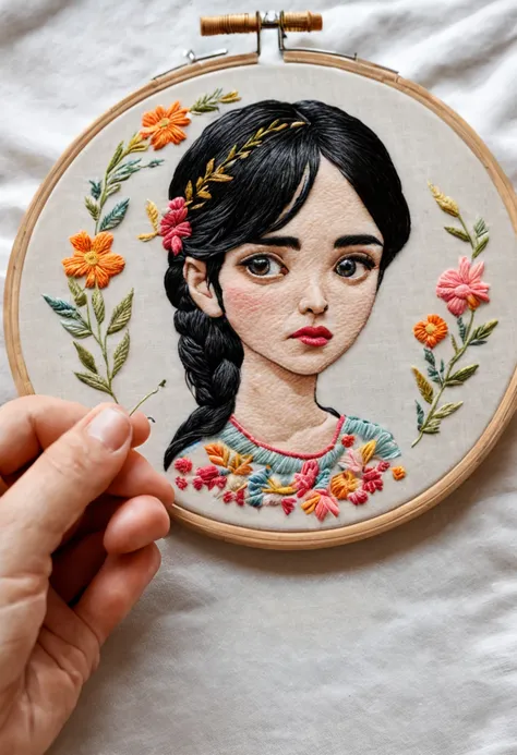 embroidery art of 1girl