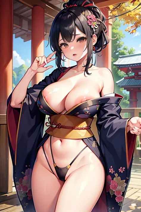 Kimono, girl, with, shrines , worship, autumnal, full of sweat, asa, huge tit, skin tanned, flustered, blush, Plump, Wearing kimono, Summer festival, Wearing kimono, Black hair, Ponytail, SFW, safe for work, Cute, kawaii, long kimono, beautiful kimonos, hu...