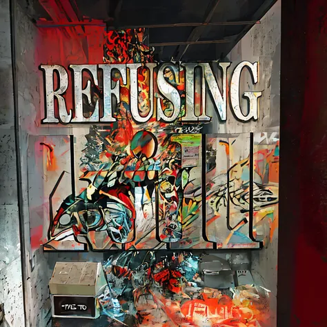 There is a picture of a brand，It says &quot;Rejection of Life&quot;, Controversial poster art, Fresh kill, Inspired by Gang Huian, poster shot, Inspired by Mimo Rotella, front cover of a new video game, poster for!!!, Official artwork, Strike equipment, de...