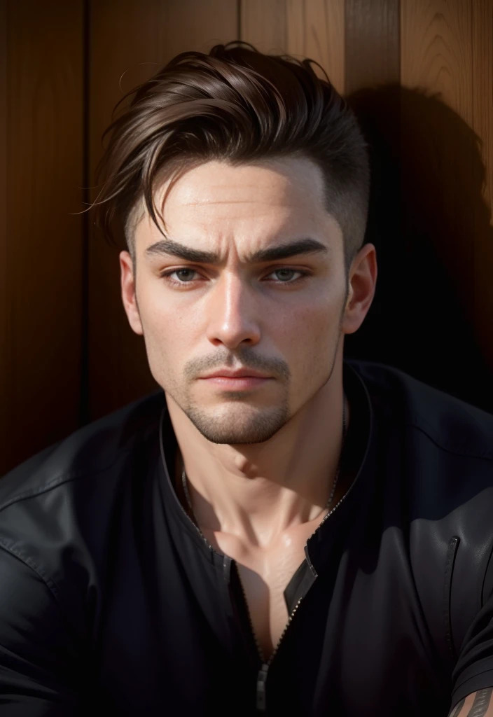 realistic face with 8k ultra real image and same expression and same angle he has small eyes and clean shave and same hairstyle cyberpunk