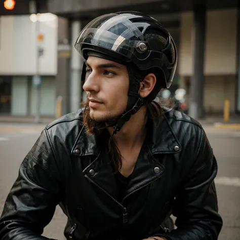 biker with helmet