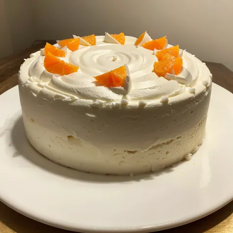 White mousse cake with orange gelee