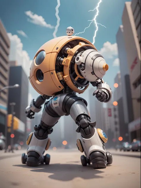 (Mechanical, Snake: 1.331), Lightning Fast, Cute Style, Small, Big Head, 3D Rendering, ((Q Version)), Pokémon style, Machine Style, Cinematic Texture, Figures, Pokémon, Movie Lights, Heavy Robotic Arm, Mechanical Belly, Mechanical Legs, Mechanical Legs, Me...