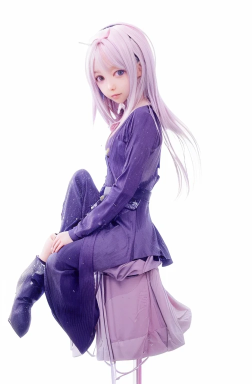 anime girl in a purple dress and black boots sitting on a white surface, anime girl with long hair, (anime girl), anime visual of a cute girl, young anime girl, an anime girl, beautiful anime high school girl, anime girl, beautiful anime girl, cute anime g...