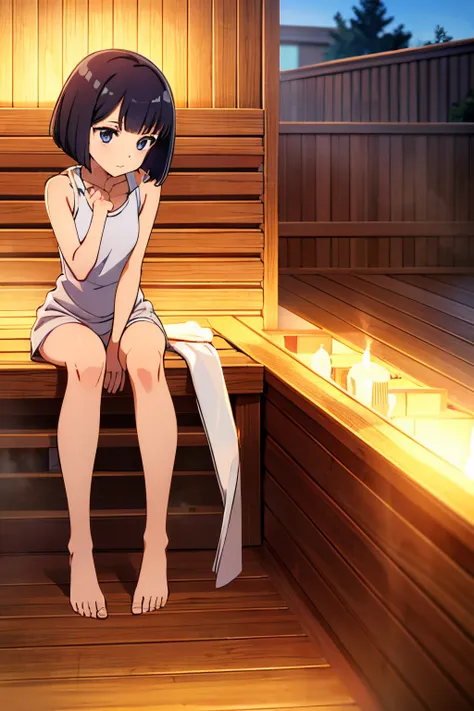 top-quality,girl with,bob cuts,sauna,perspiring