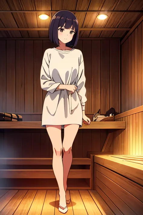 top-quality,girl with,bob cuts,sauna,perspiring