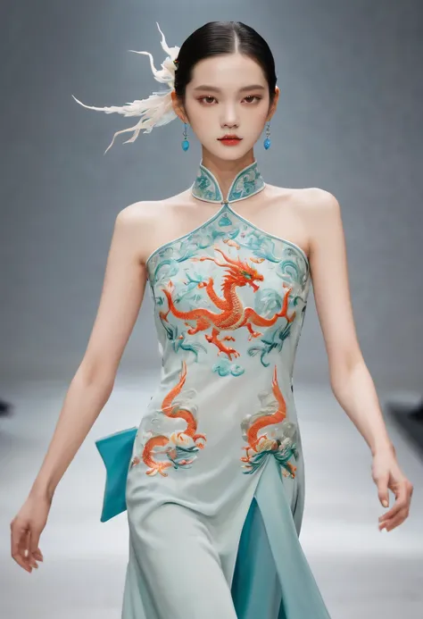 embroidered clothing，dragon embroidery，Chinese clothing design，catwalks，