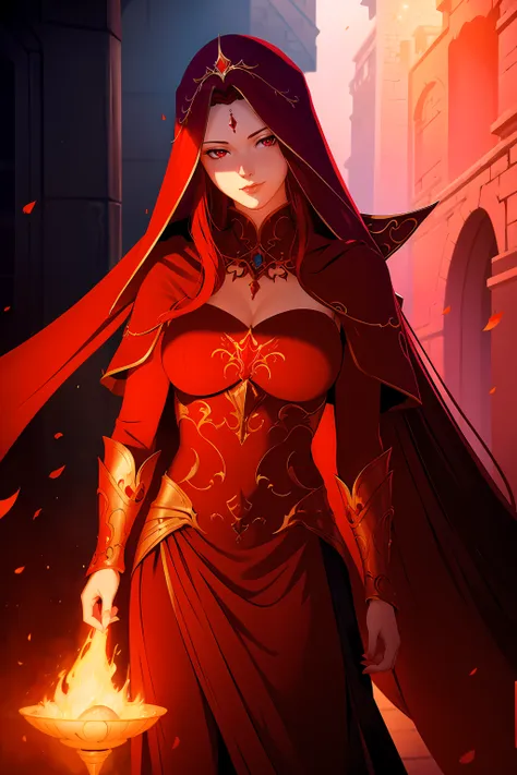 wearing red clothes、red-haired woman wearing veil and headscarf, beautiful fantasy maiden, detailed fantasy art, beautiful fanta...