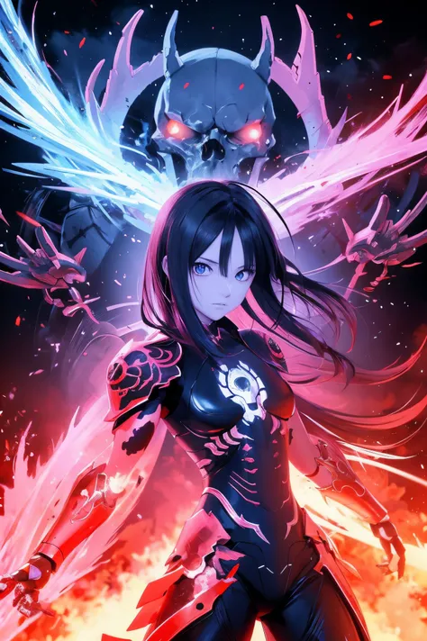 Personajes de anime，The glowing eyes are surrounded by skulls and flames., Hermoso dios masculino de la muerte, Badass Anime 8K, anime epic artwork, Anime Art Wallpaper 4K, Anime Art Wallpaper 4K, Anime Art Wallpaper 8K, Arte detallado del anime digital, A...